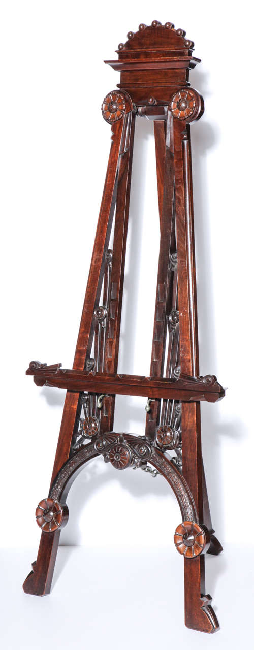 Carved mahogany easel, c. 1880-1890