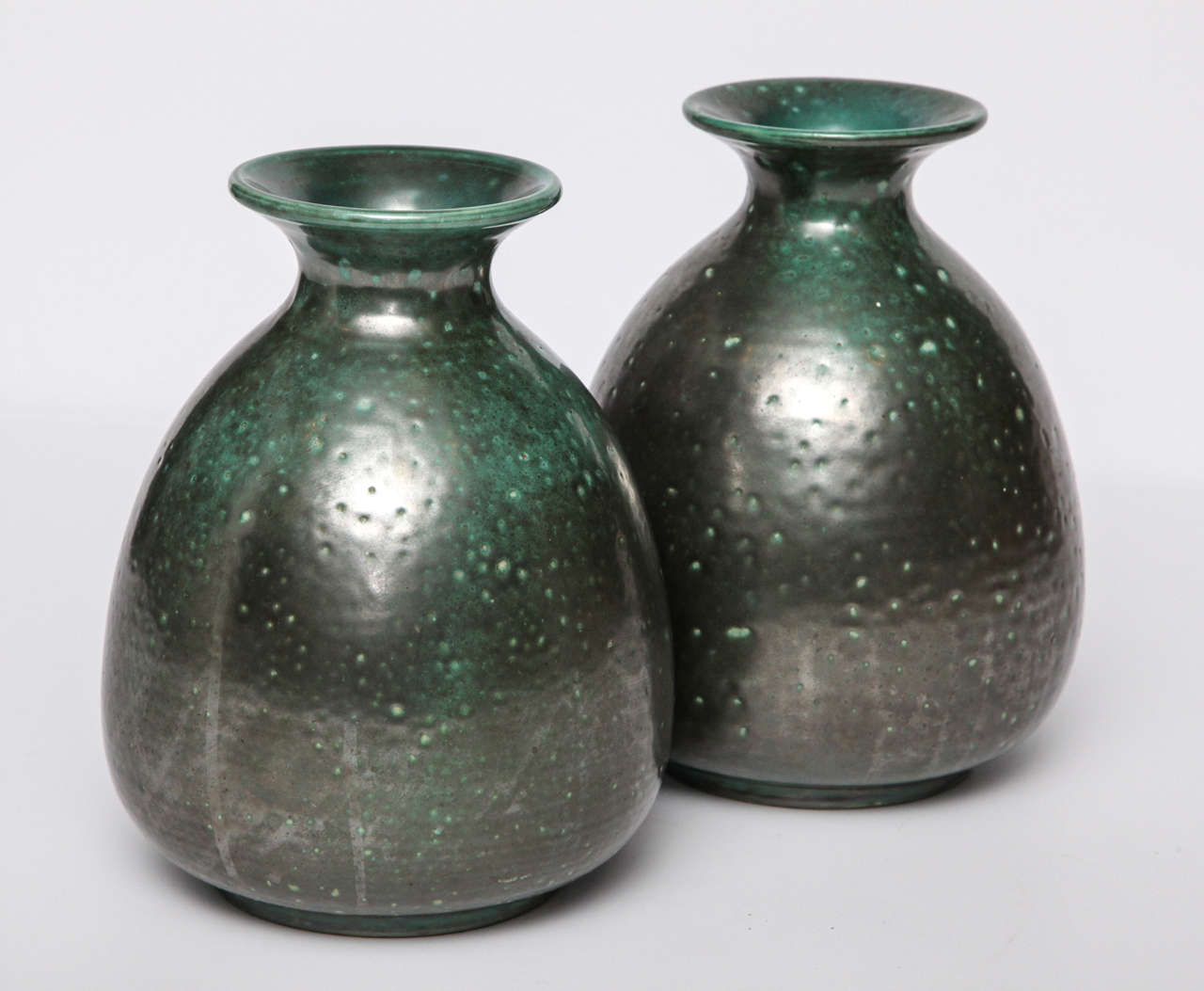 CAB (Céramique d’Art de Bordeaux), Pair of glazed ceramic vases, France, c. 1930