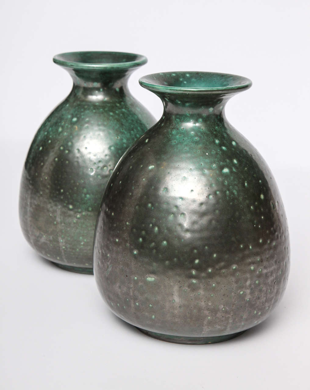 French CAB (Céramique d’Art de Bordeaux), Pair of glazed ceramic vases, France, c. 1930