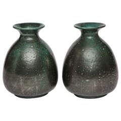 CAB (Céramique d’Art de Bordeaux), Pair of glazed ceramic vases, France, c. 1930
