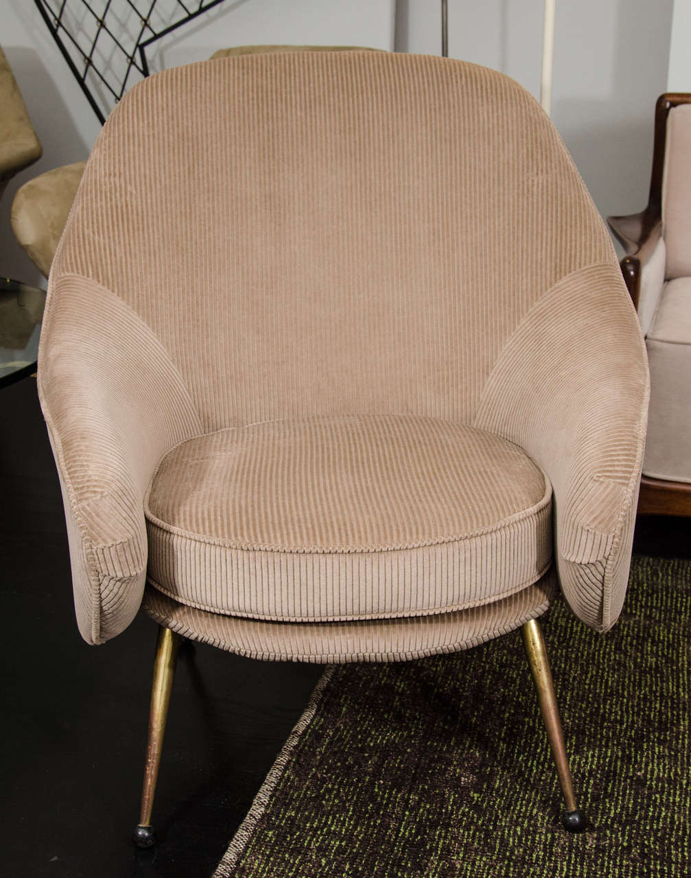 Classic and rare Martingala chairs by Marco Zanuso for Arflex, with period correct upholstery. Named for the pleat of fabric that adorns its back.
