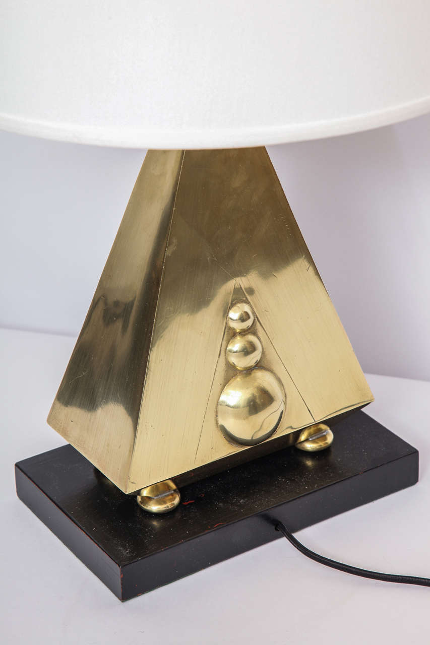 Brass Pair of 1940s Art Moderne Table Lamps Attributed to Hugo Gnam