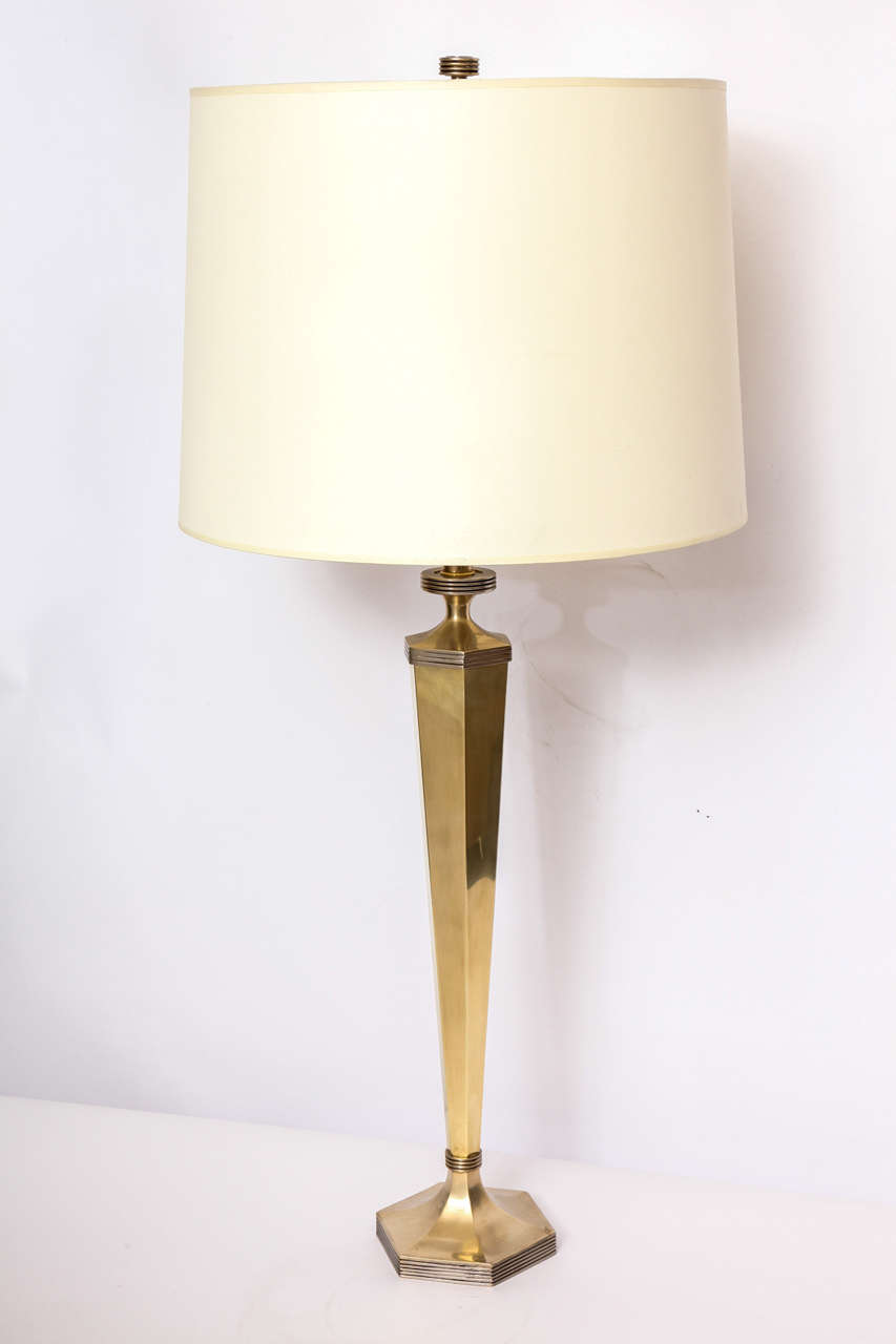 A Pair of 1940s Art Moderne brass and silver Table Lamps