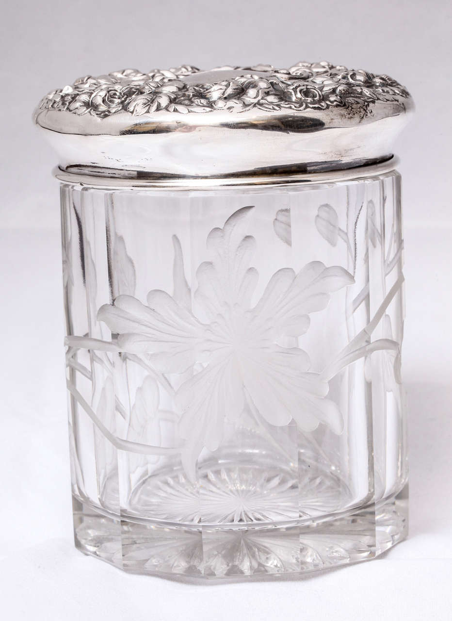 Beautiful, Art Nouveau, sterling silver-mounted 