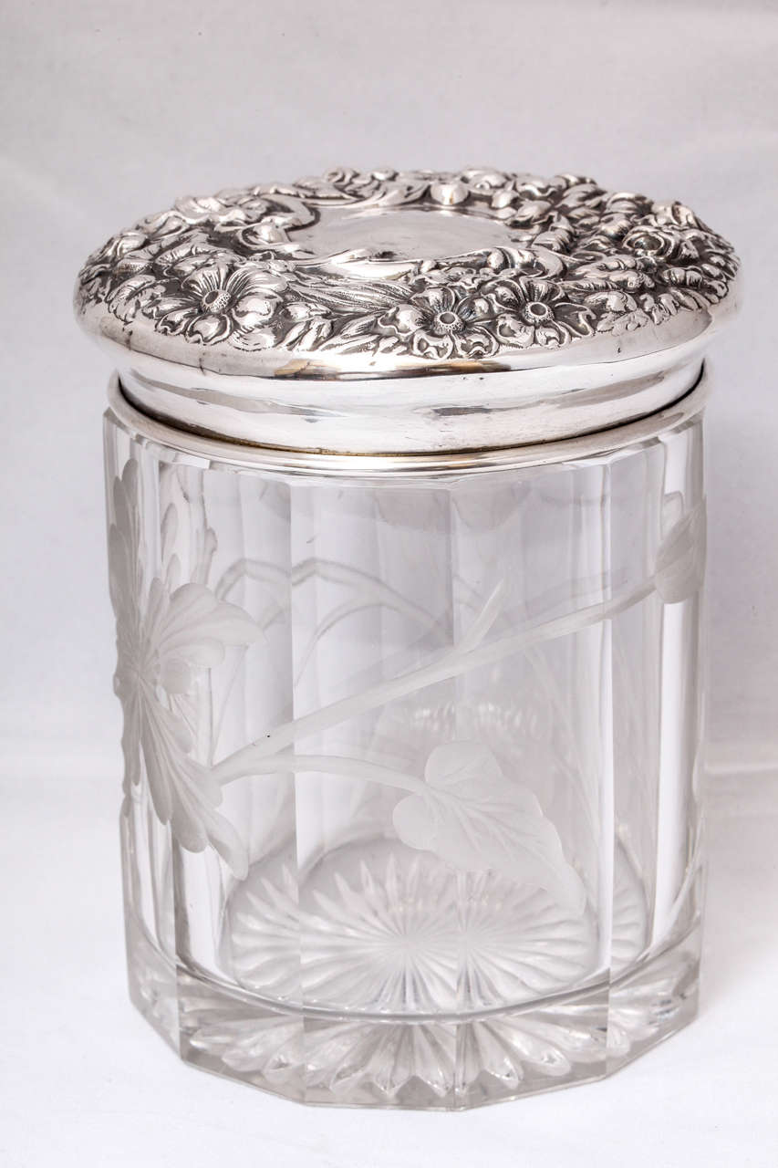 American Art Nouveau Sterling Silver-Mounted 
