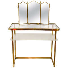 Retro 1950s "Polka Dot" Dressing Table with Triptych Mirror