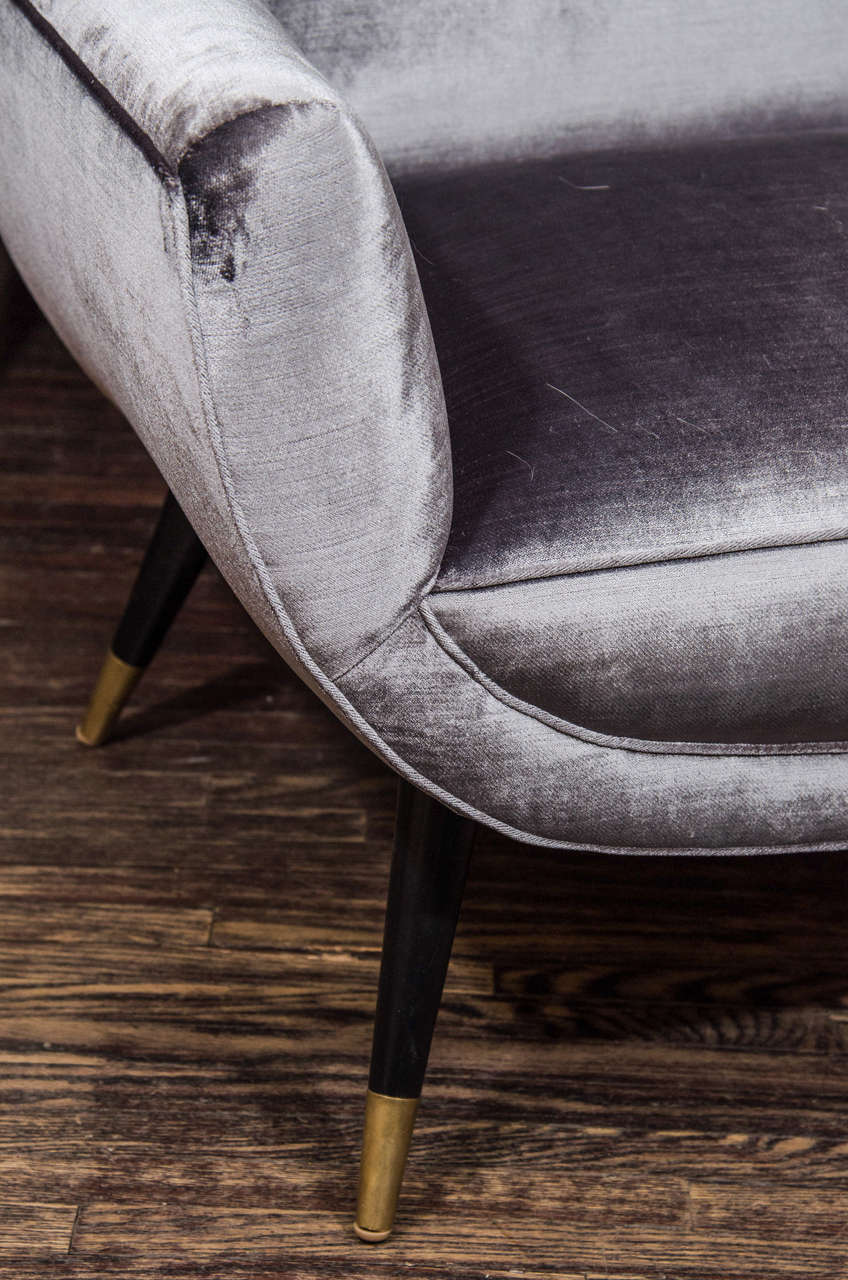 Mid-Century Modern Custom Mid-Century style Armchairs upholstered in Grey Velvet