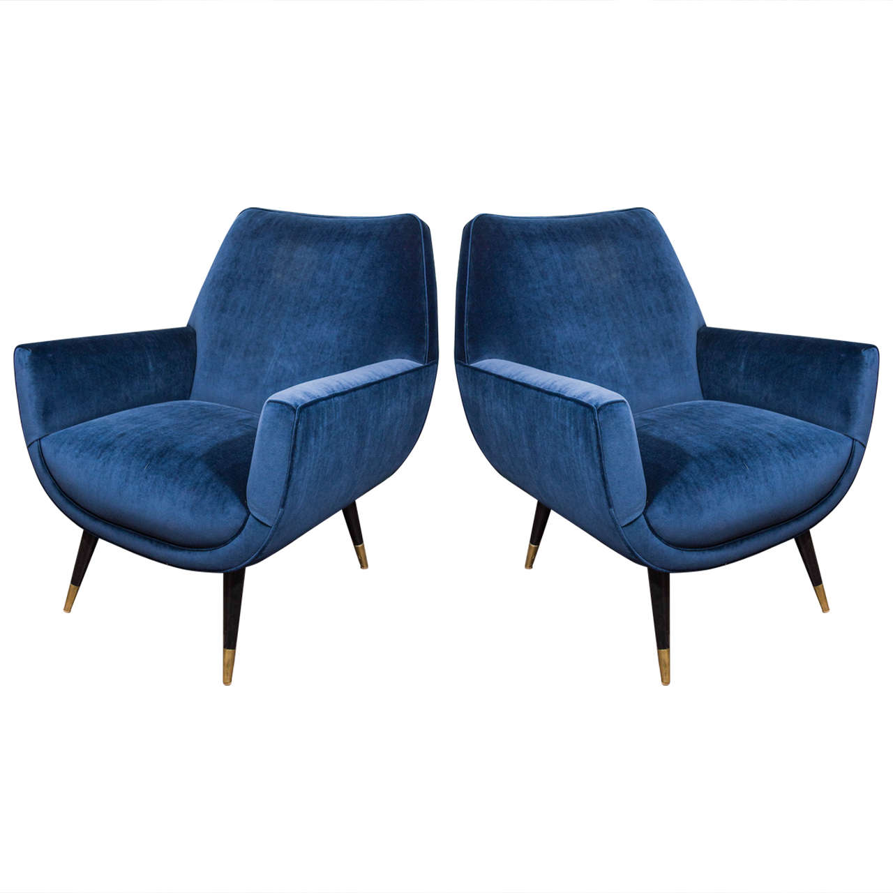 Custom Pair of Italian Mid-Century Modern Style Club Chairs