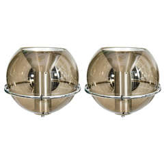Pair of RAAK  Smoked Globe Wall Sconces
