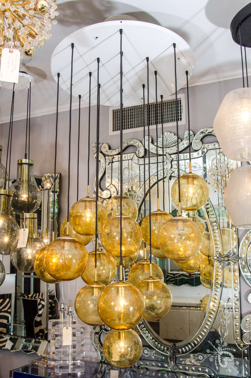Glass Globe Chandelier by Limburg Glashütte, Germany