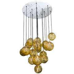 Glass Globe Chandelier by Limburg Glashütte, Germany