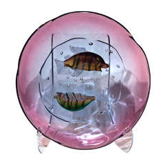 Murano Glass Aquatic Charger Signed Salviati
