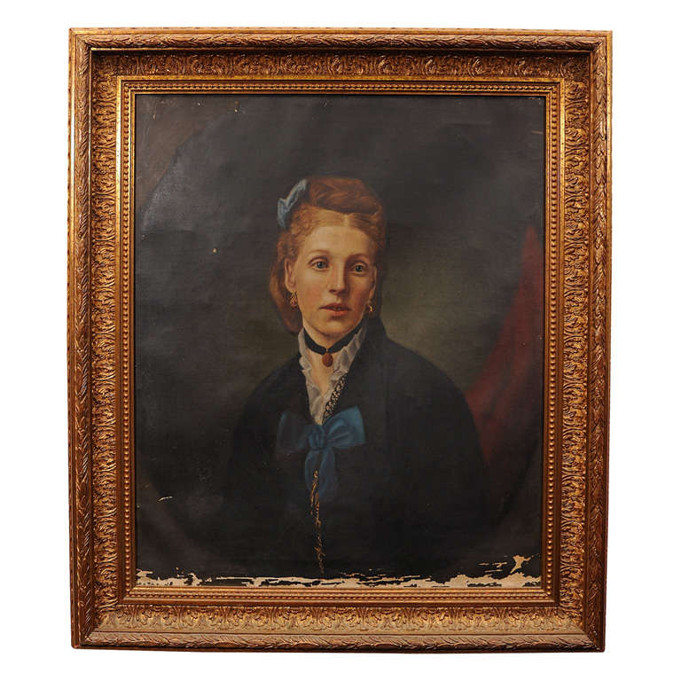 Antique oil on canvas of unknown English Aristocracy Lady For Sale