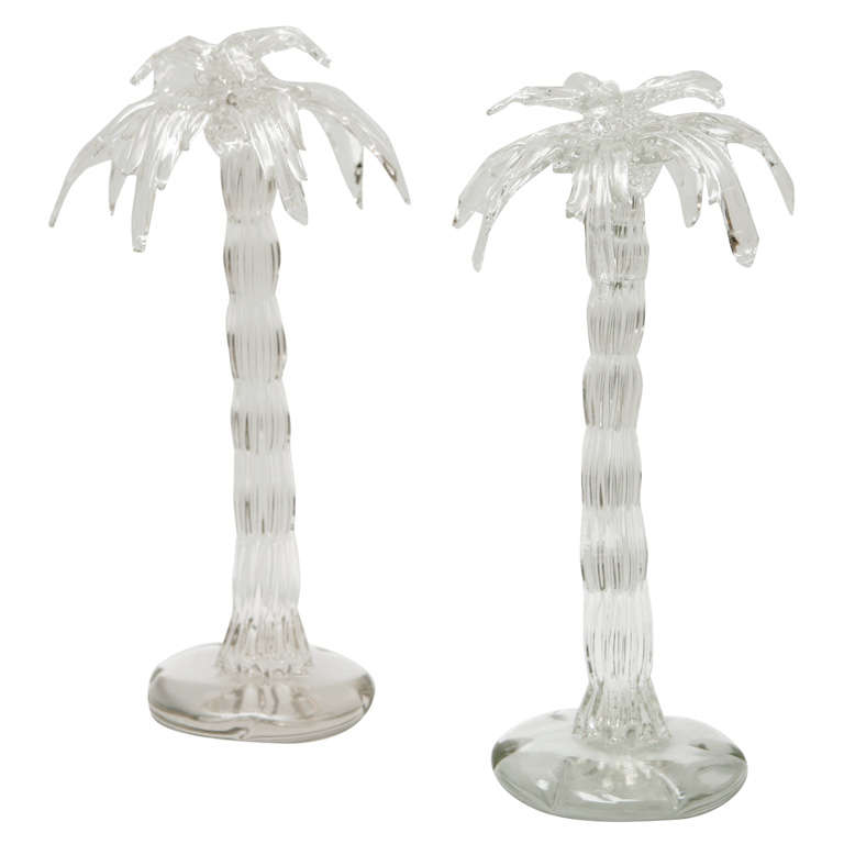 Pair of Hand Blown Glass Palm Trees
