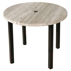 Wrought Iron and Travertine Occasional Table by William Haines