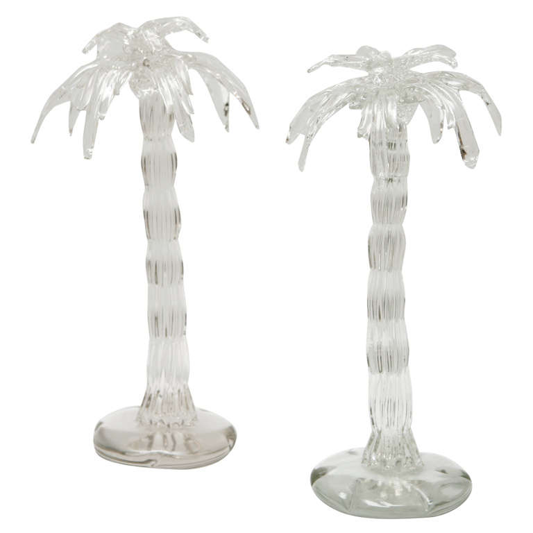 Pair of Hand Blown Glass Palm Trees at 1stDibs palm tree glass