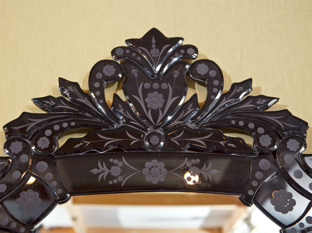 Pair of Black Venetian Mirrors In Excellent Condition In Mt. Kisco, NY