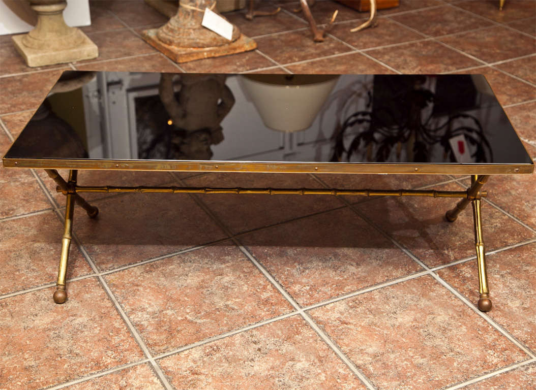 French Bagues Bronze Faux Bamboo Coffee Table
