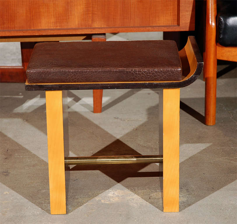 AMODEC vanity stool w/leather upholstered seat