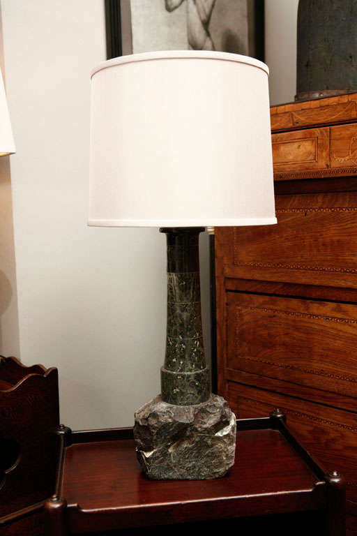 English Serpentine Stone Lighthouse as Lamp, Circa 1880