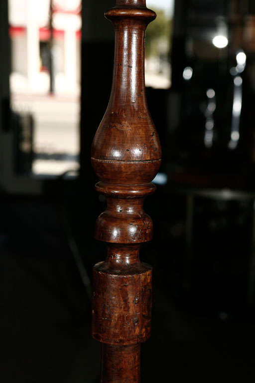 19th Century English Turned Walnut Post as Lamp, circa 1820