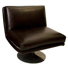 Modernist Leather Swivel Lounge Chair Used Modernist Leather Swivel Lounge Chair