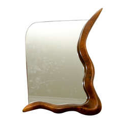 Sculptural Walnut Modernist Mirror