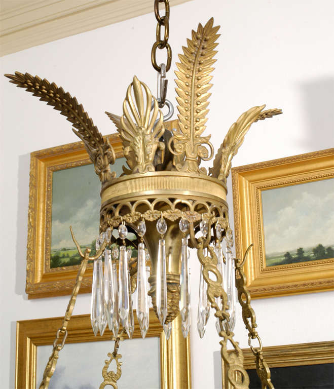 20th Century Empire Style Gilt Chandelier