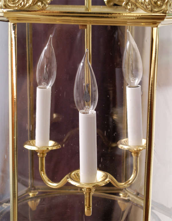 Important Regency Brass and Glass Lantern For Sale 1