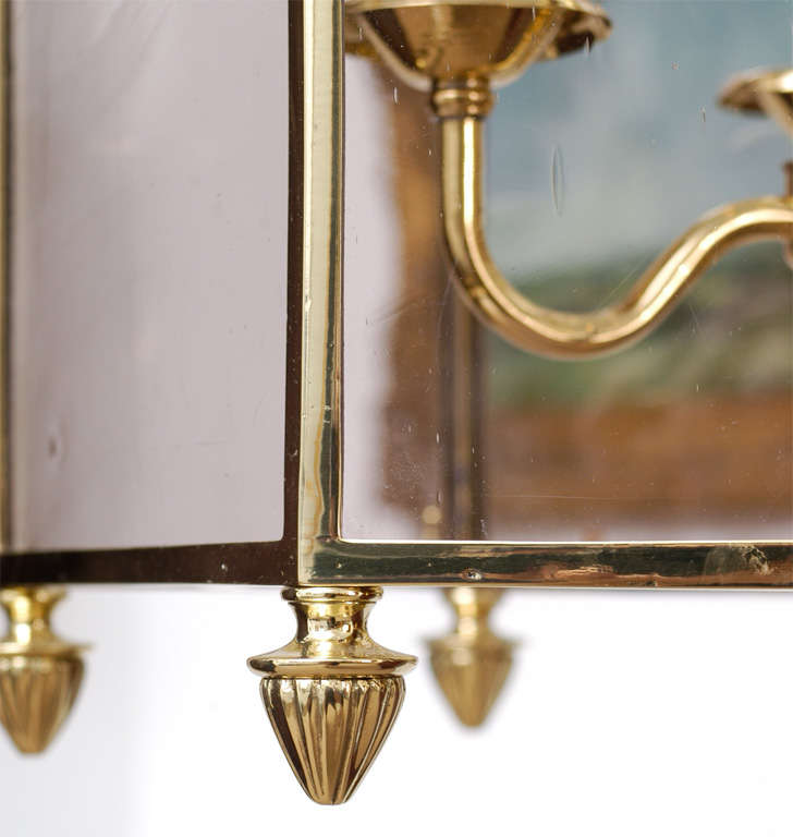 Important Regency Brass and Glass Lantern For Sale 2