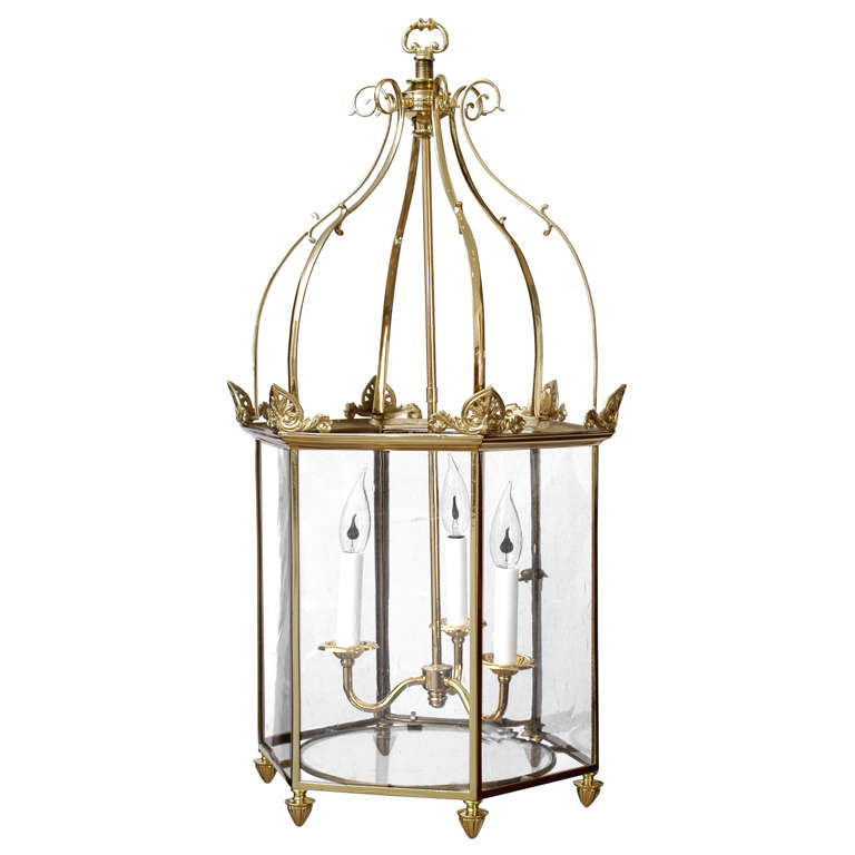Important Regency Brass and Glass Lantern For Sale at 1stDibs