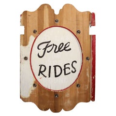 Vintage Carnival Sign "Free Rides"