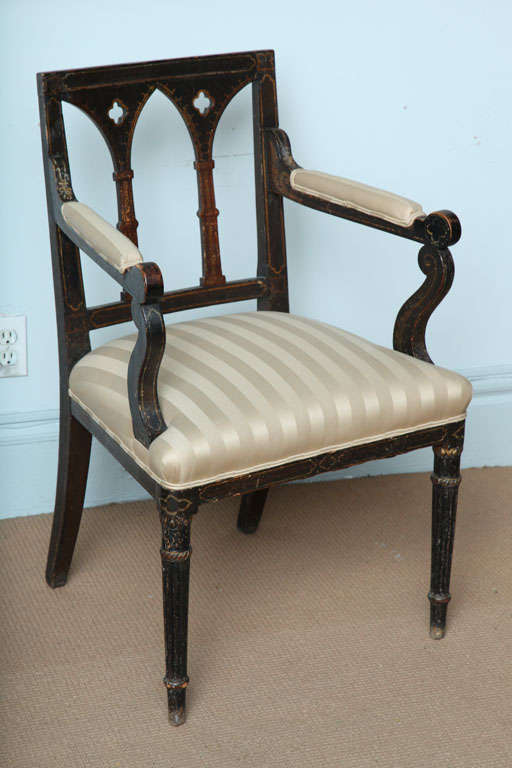 Pair of Regency Gothic Painted Armchairs