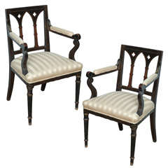 Pair of Regency Gothic Painted Armchairs