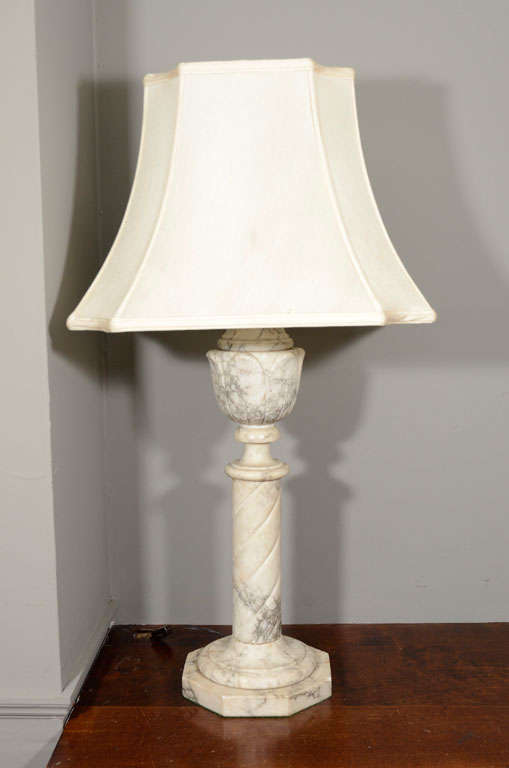 19th century marble column lamp.