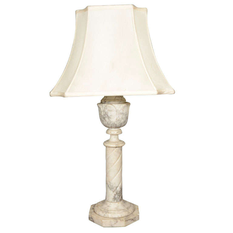 19th Century Marble Column Lamp For Sale