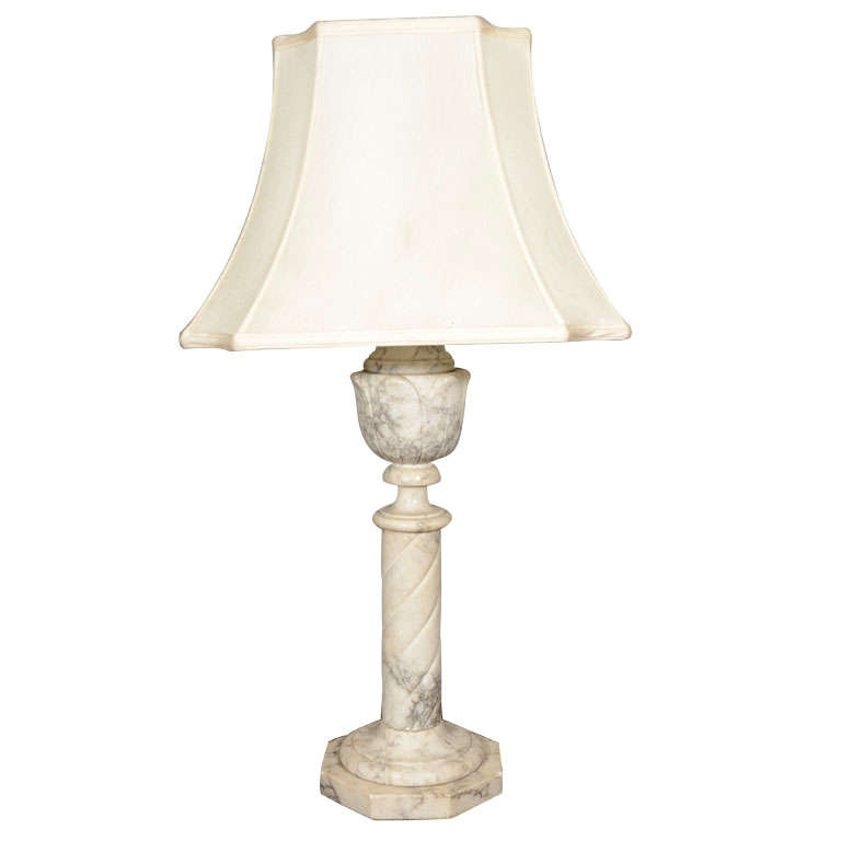 19th Century Marble Column Lamp