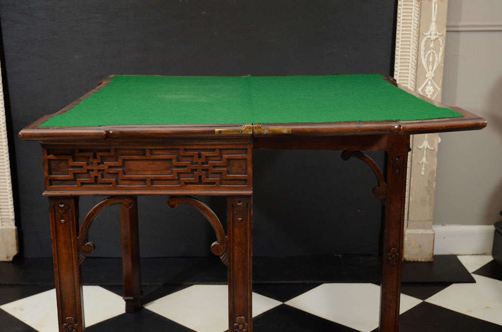 18th Century Chinese Chippendale Fold Over Card Table For Sale 1