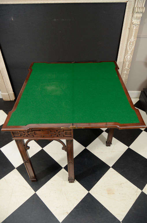 18th Century Chinese Chippendale Fold Over Card Table For Sale 2