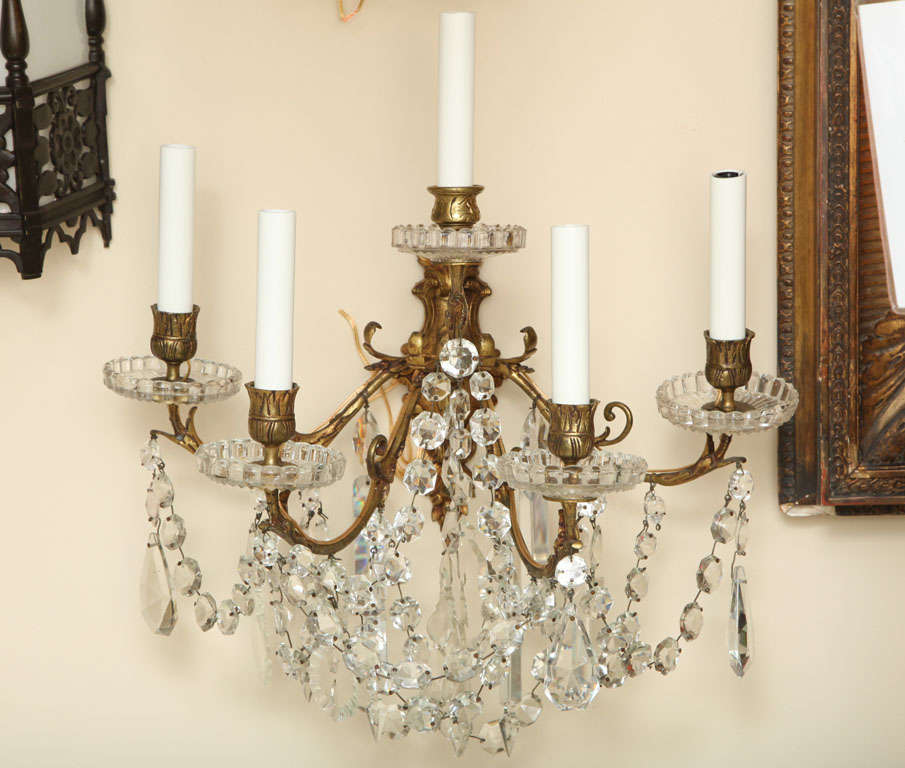 Pair of 5 Light French Louis XVI Style Wall Sconces