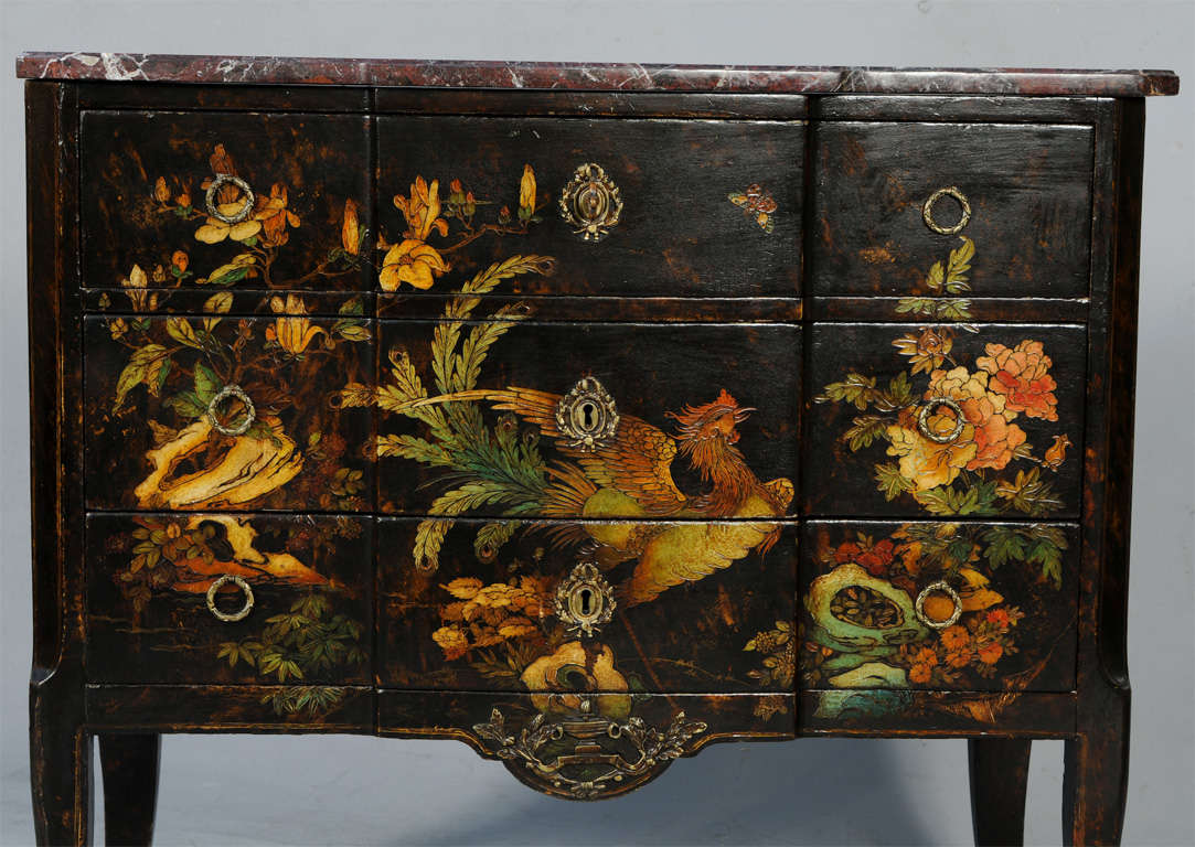 19c. French Japanned Commode with Marble Top 3