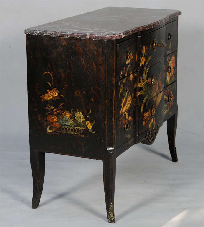 19c. French Japanned Commode with Marble Top 6