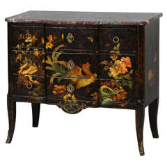 Antique 19c. French Japanned Commode with Marble Top