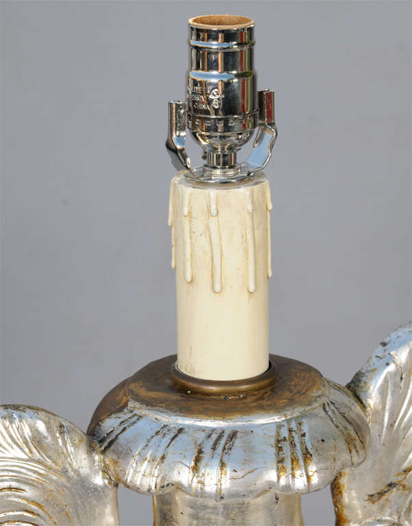 Pair of 19th Century Silvergilt Pricket Base Urn Lamps For Sale 2