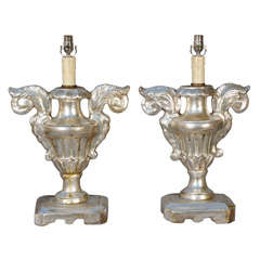 Pair of 19th Century Silvergilt Pricket Base Urn Lamps 4