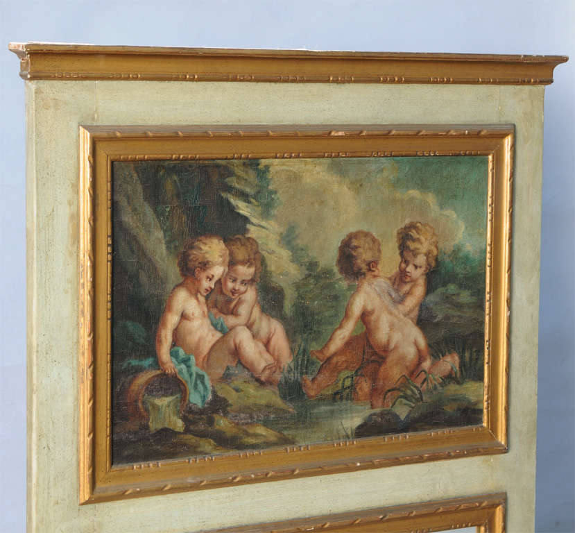 Français Trumeau du 19ème siècle avec peinture classique O/C ancienne