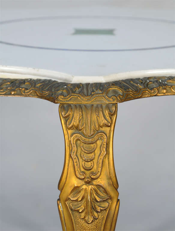 Spectacular Gilt Bronze Accent Table with Top of Marble, Lapis and Malachite For Sale 4