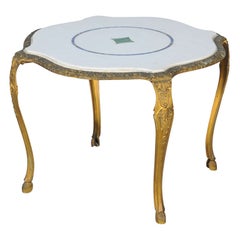 Spectacular Gilt Bronze Accent Table with Top of Marble, Lapis and Malachite