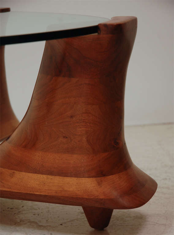 Solid Walnut Sculptural table by Woodworker J. Camp 1