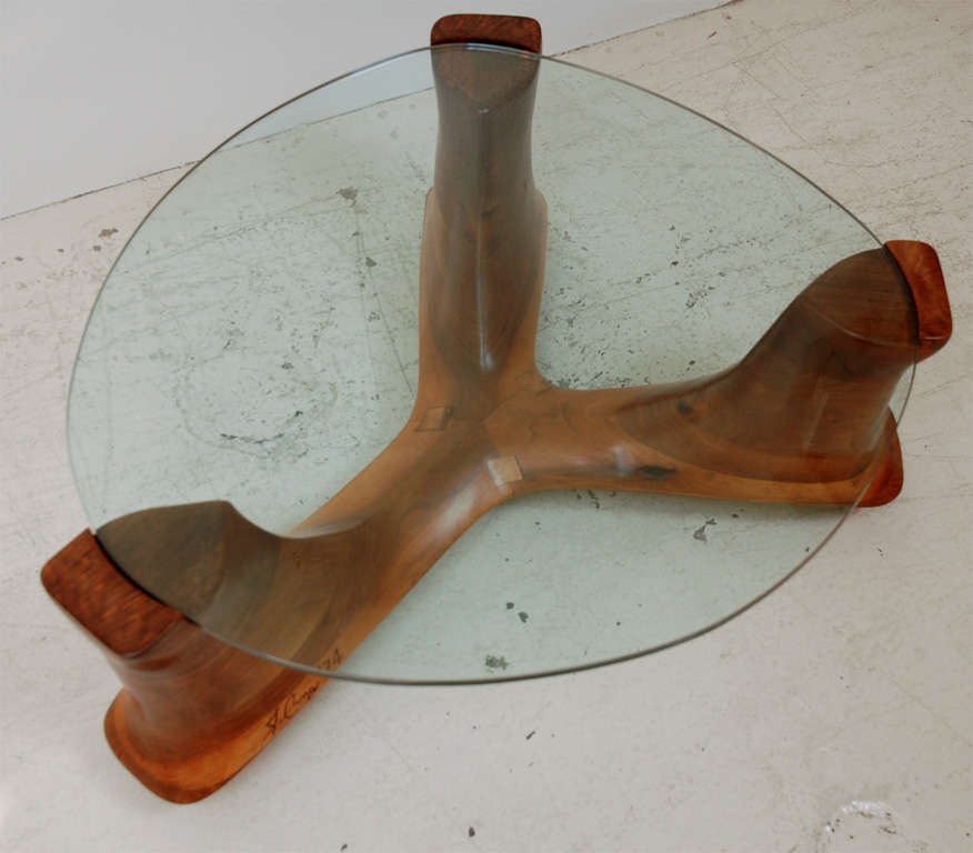 Solid Walnut Sculptural table by Woodworker J. Camp at 1stDibs